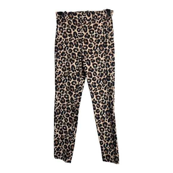 H&M Leopard Print Trousers Slacks Office Career Rockabilly 2 Animal Cheetah - Picture 1 of 6